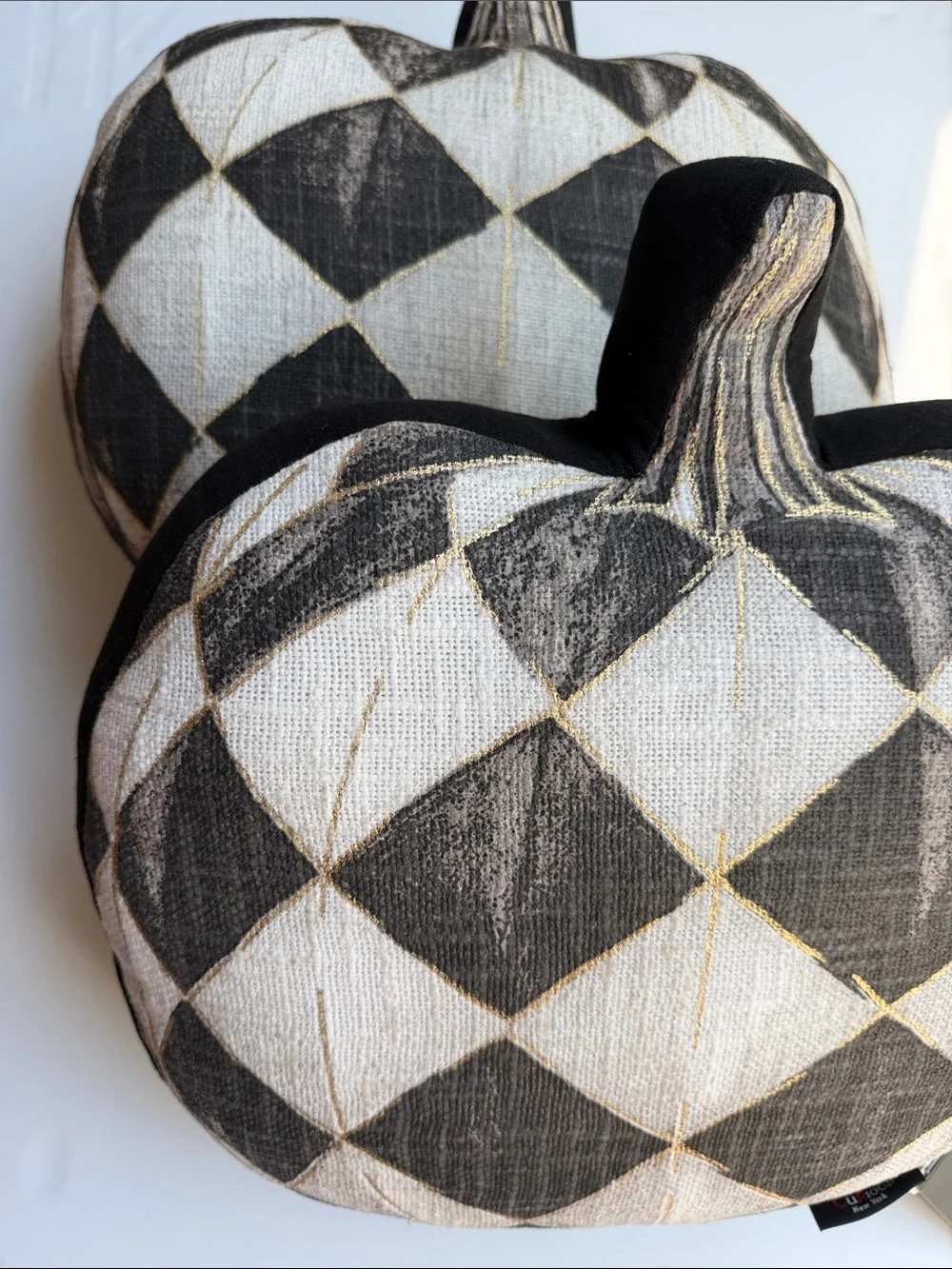 Harlequin Diamond Pumpkin Pillows - Set of 2 Halloween Fall Decor
